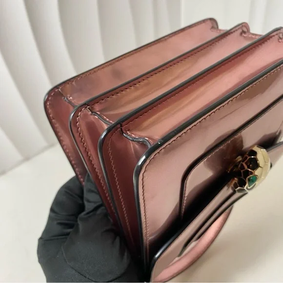 BVLGARI Serpenti Forever Metallic Leather Top Handle Bag - Picture 12 of 13